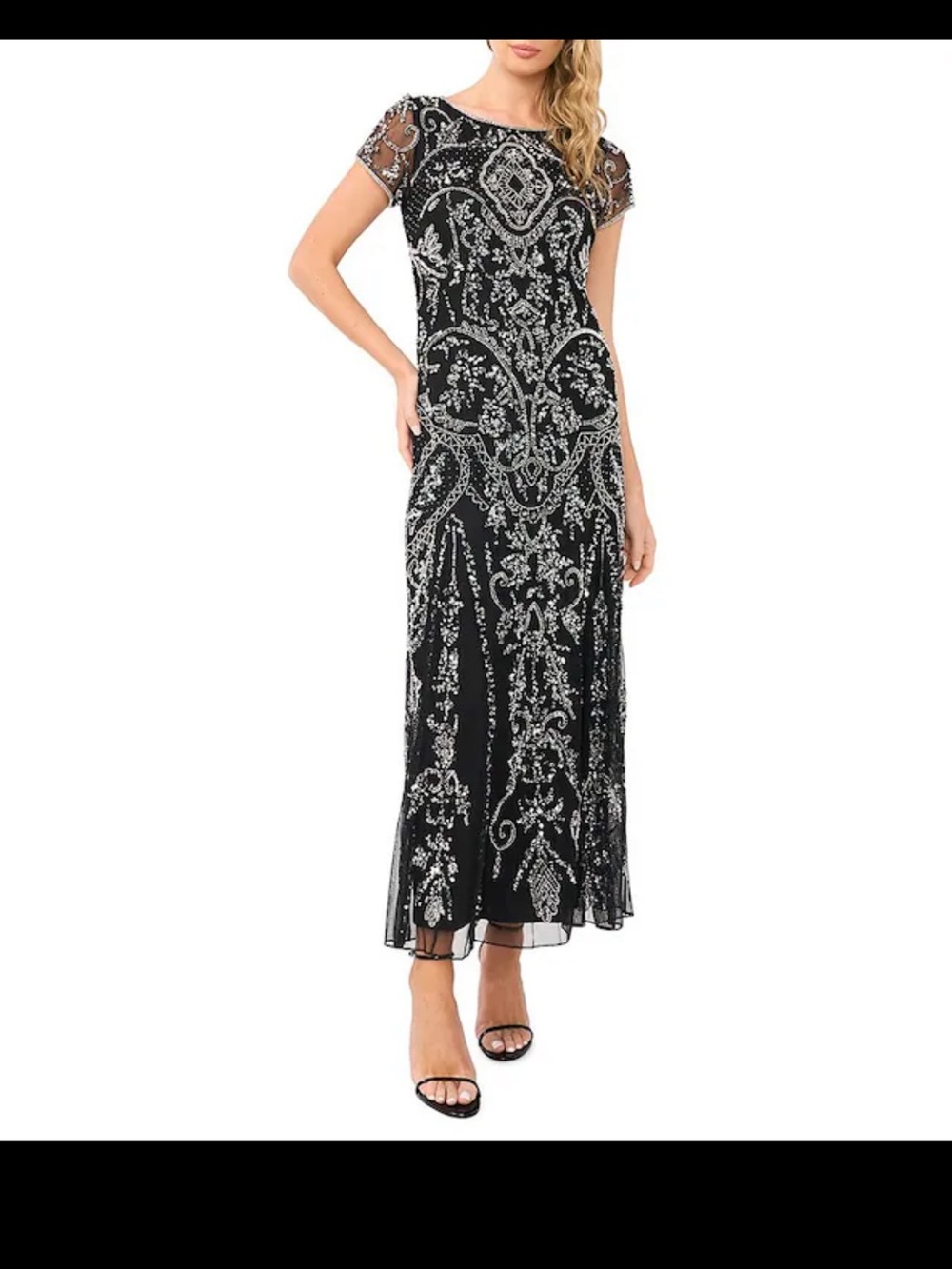 Pisarro Nights Black Beaded Embellished Maxi Dress